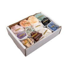 Load image into Gallery viewer, &quot;Twelve raw crystals in a white box on a white background,&quot; - Down to Earth.
