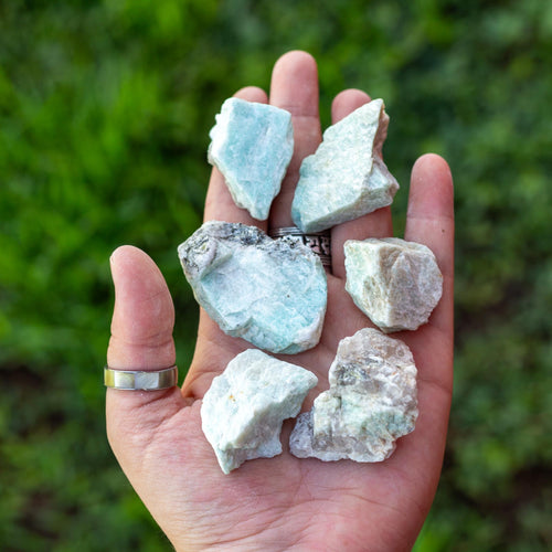 Raw Amazonite in the Palm of a Hand - Down To Earth