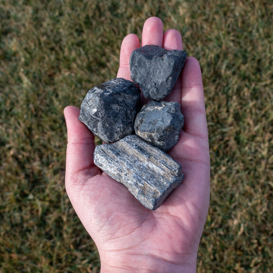 Raw Black Tourmaline in the Palm of a Hand - Down To Earth