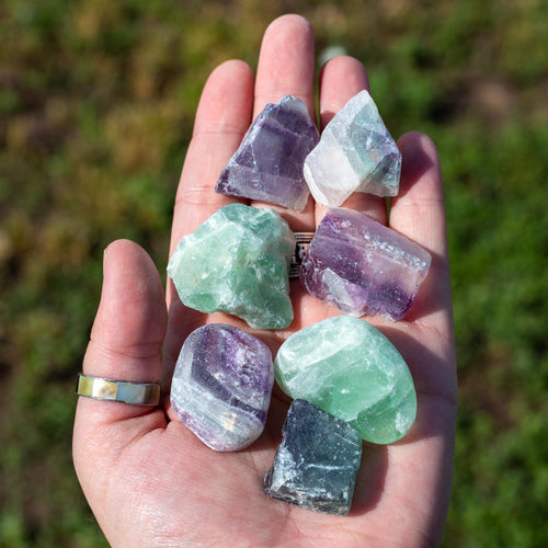 Raw Fluorite in the Palm of a Hand - Down To EArth