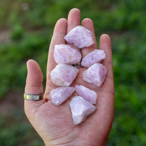 Raw Rose Quartz in the Palm of a Hand - Down To Earth