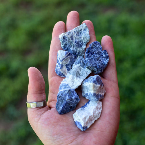 Raw Sodalite in the Palm of a Hand - Down To Earth