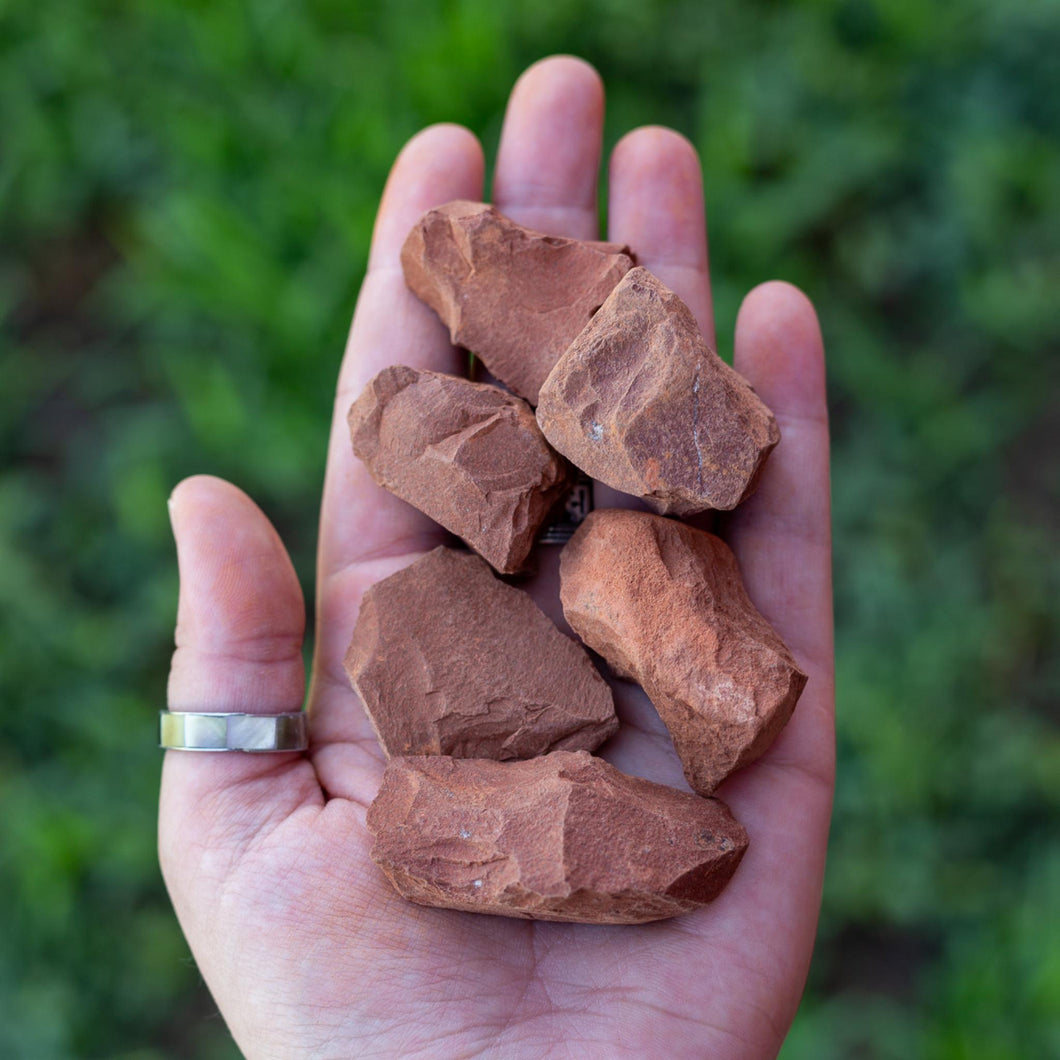 Red Jasper Raw in the Palm of a Hand - Down To Earth