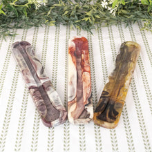 Load image into Gallery viewer, Resin Incense Burner Group Photo angled with plants on a style background - Down To Earth
