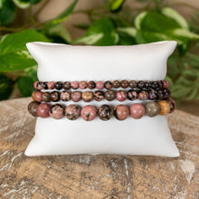 Load image into Gallery viewer, Rhodonite Crystal Energy Bracelets 4mm, 6mm and 8mm - Down To Earth
