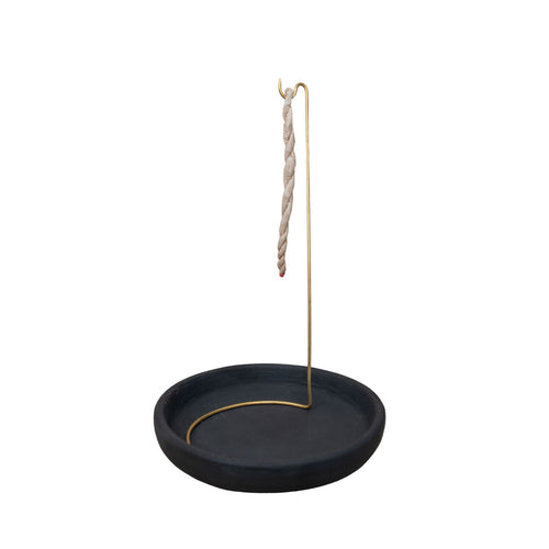 Black Ceramic Rope Incense Burner - Down To Earth