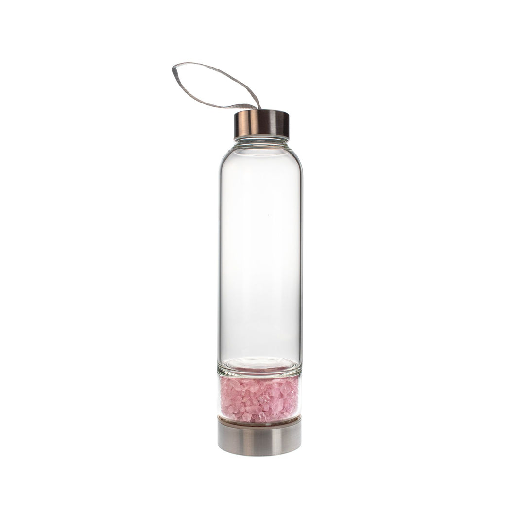 Rose Quartz Crystal Chip Water Bottle - Down To Earth