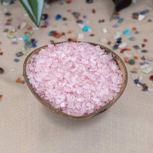 Rose Quartz Chips styled - Down To Earth