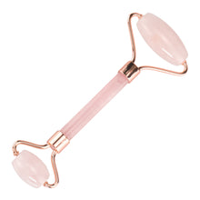 Load image into Gallery viewer, Rose Quartz Crystal Facial Roller on a white background - Down To Earth
