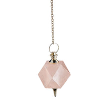 Load image into Gallery viewer, &quot;Close-up of the Rose Quartz Hexagonal Pendulum divination tool,&quot; - Down to Earth.
