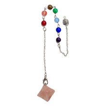 Load image into Gallery viewer, Rose Quartz Merkaba Pendulum with Chakra Stones - Down To Earth
