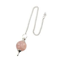 Load image into Gallery viewer, "Rose Quartz Sephoroton Pendulum on a white background," - Down to Earth.
