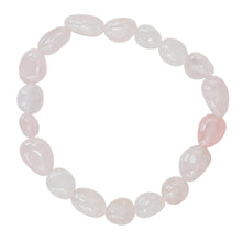 Load image into Gallery viewer, Rose Quartz Tumbled Crystal Bracelet top down displayed on a white background - Down to Earth
