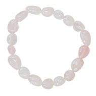 Rose Quartz Tumbled Crystal Bracelet top down displayed on a white background - Down to Earth