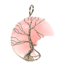 Load image into Gallery viewer, Rose Quartz Wire Wrapped Crystal Moon Pendant - Down To Earth
