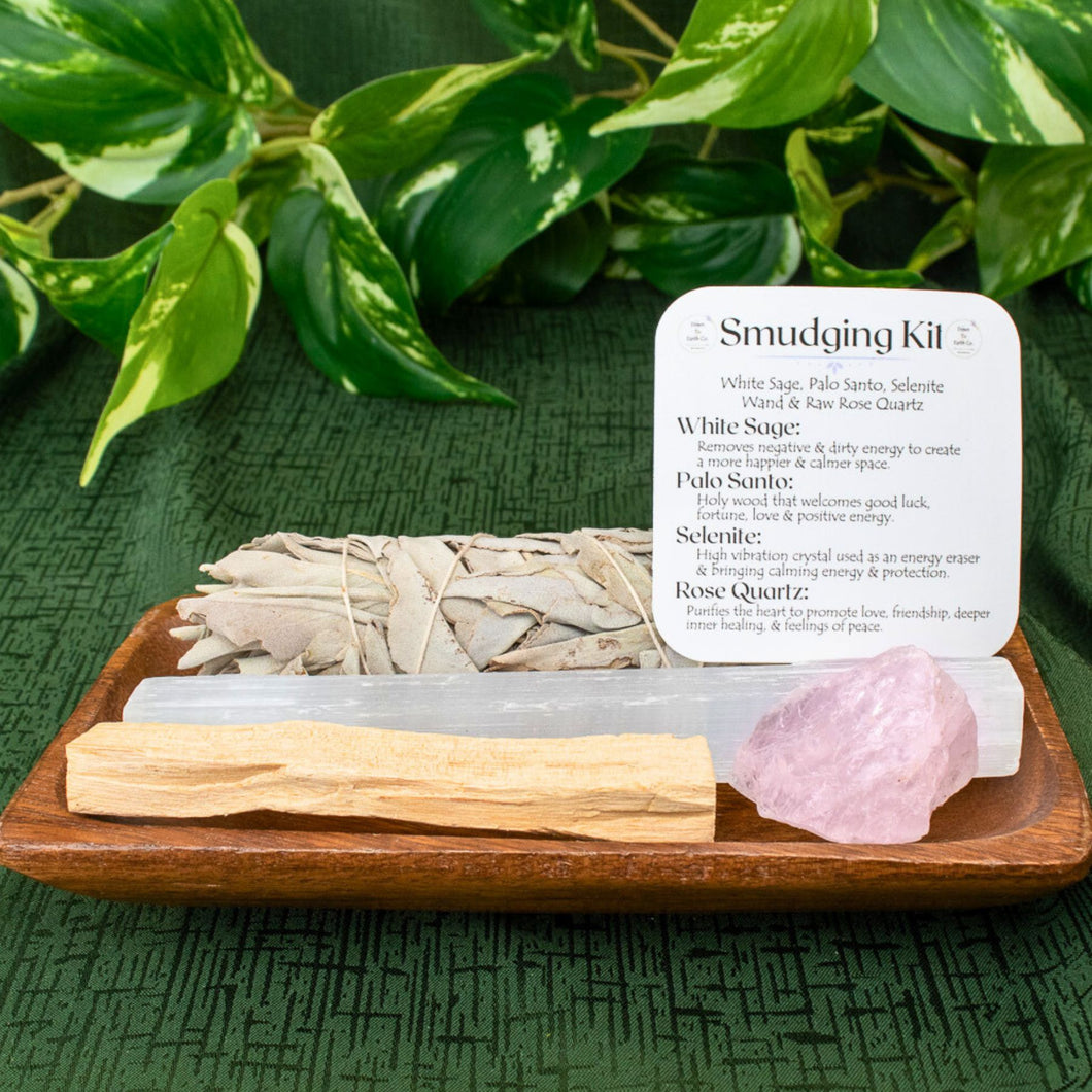 Rose Quartz Smudging Kit Styled - Down To Earth