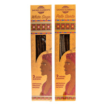 Load image into Gallery viewer, "Two packages of Sacred Elements Incense Sticks on top of a white background," - Down to Earth.
