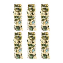 Load image into Gallery viewer, Sage With Blue Sinuata Smudge Stick 6ct front facing on a white background - Down To Earth
