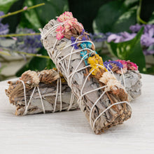 Load image into Gallery viewer, White Sage with Assorted Flowers Smudge Stick - Down To Earth
