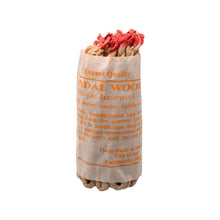 Load image into Gallery viewer, &quot;Sandalwood rope incense wrapped in paper with orange written text on a white background,&quot; - Down to Earth.
