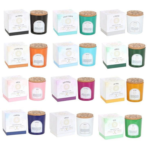 All 12 Zodiac Candles Scented with Crystal Chips - Down To Earth