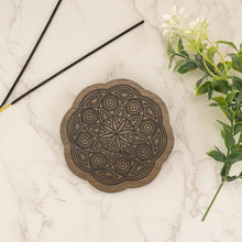 Load image into Gallery viewer, Seed of Life Upright Incense Burner top down with props displayed on a styled background - Down To Earth
