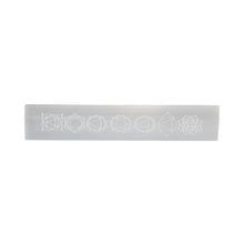Load image into Gallery viewer, Selenite Chakra Engraved Charging Plate on a white background - Down to Earth
