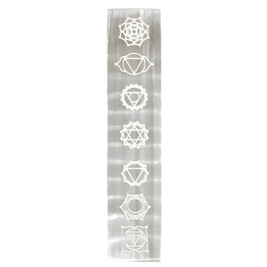 Selenite Chakra Engraved Charging Plate - Down To Earth