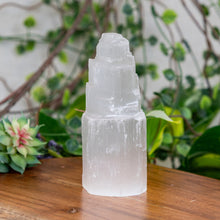 Load image into Gallery viewer, Selenite Iceberg Tower 4 inches styled photo - Down to Earth
