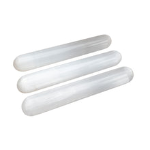 Load image into Gallery viewer, &quot;Three Selenite Massage Wands on a white background,&quot; - Down to Earth.
