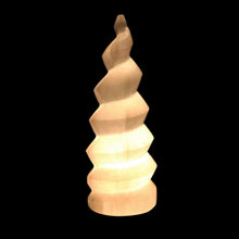 Load image into Gallery viewer, Selenite Unicorn Lamp Lit Up - Down To Earth
