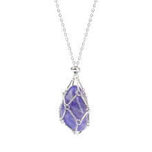 Load image into Gallery viewer, Silver Metal Adjustable Crystal Cage Necklace With a Crystal - Down To Earth
