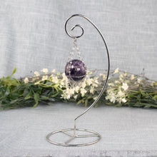 Load image into Gallery viewer, Sphere Holder Stand silver displayed on a styled background - Down To Earth
