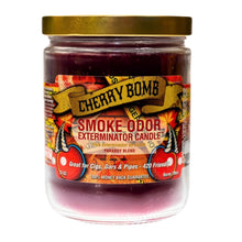 Load image into Gallery viewer, Smoke Odor Exterminator Candle Cherry Bomb displayed on a white background - Down to Earth

