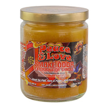 Load image into Gallery viewer, Smoke Odor Exterminator Candle Peace &amp; Love displayed on a white background - Down to Earth
