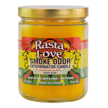 Load image into Gallery viewer, Smoke Odor Exterminator Candle Rasta Love displayed on a white background - Down to Earth
