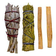 Smudging Trio: White Sage, Palo Santo & Cedar - Down To Earth