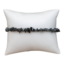 Load image into Gallery viewer, Crystal Chip Bracelet Snowflake Obsidian on white pillow - Down To Earth
