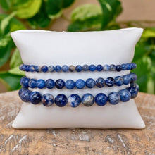 Load image into Gallery viewer, &quot;Set of three Sodalite Crystal Energy bracelets in the sizes 4mm, 6mm, and 8mm,&quot; - Down to Earth.

