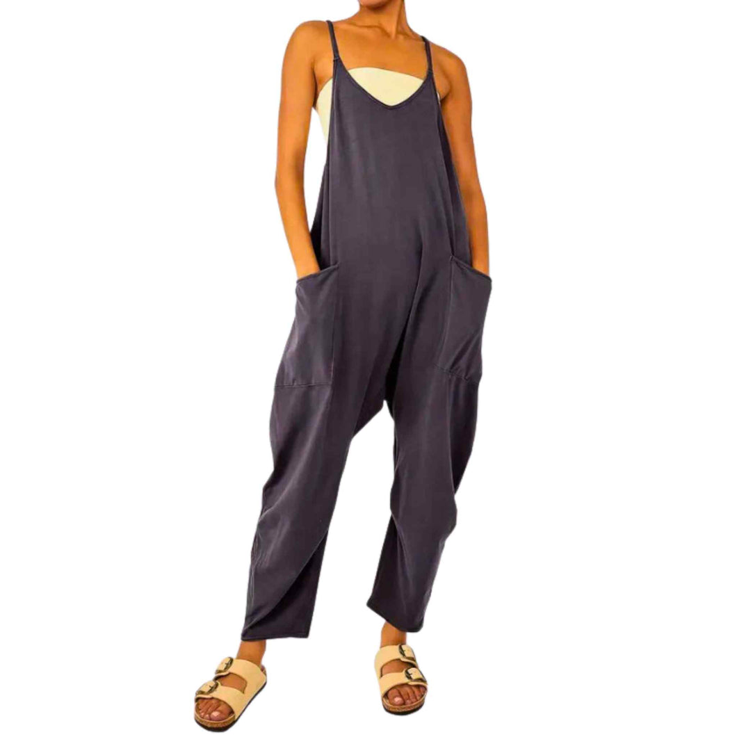 Spaghetti Long Pocket Jumpsuit - Down To Earth