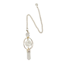 Load image into Gallery viewer, Spinning Merkaba Pendulum Clear Quartz displayed on a white background - Down To Earth
