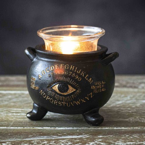 Spirit Board Cauldron Votive Holder Staged - Down To Earth