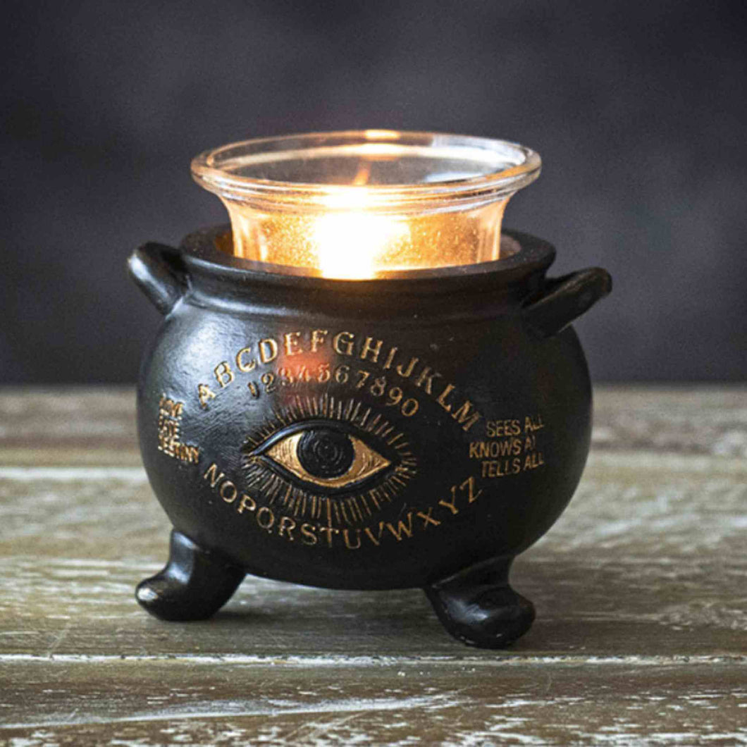 Spirit Board Cauldron Votive Holder Staged - Down To Earth