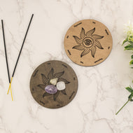 Wooden Sun Pendulum Board top down with props displayed on a styled background - Down To Earth