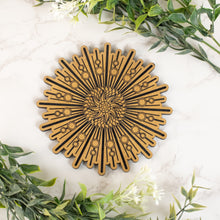 Load image into Gallery viewer, Sunburst Crystal Grid top down with flowers on a styled background - Down To Earth

