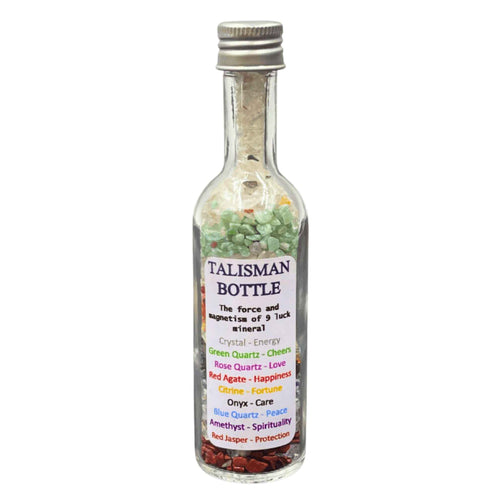 Talisman Bottle of Crystal Chips Sticker and Crystal Meaning - Down To Earth