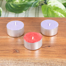 Load image into Gallery viewer, Tea Light Candles Group Photo with plants top down on a style background - Down To Earth
