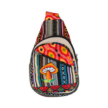 Load image into Gallery viewer, ThreadHeads Mushroom Patchwork Sling Bag front - Down to Earth
