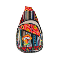 ThreadHeads Mushroom Patchwork Sling Bag front - Down to Earth