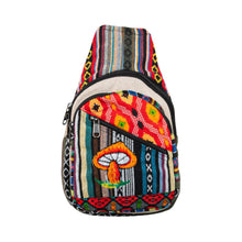 Load image into Gallery viewer, ThreadHeads Mushroom Patchwork Sling Bag front 2 - Down to Earth
